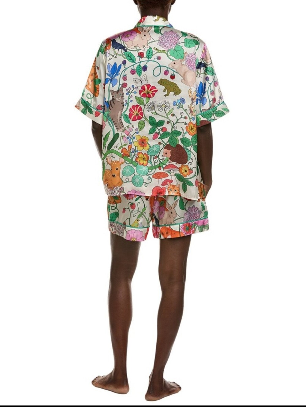 Karen Mabon Pajama Set Size Small Short Sleeve Summer Garden - Picture 2 of 11